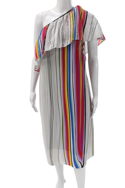 Rachel Rachel Roy Womens Shift Dress One-Shoulder Striped White Size 2X