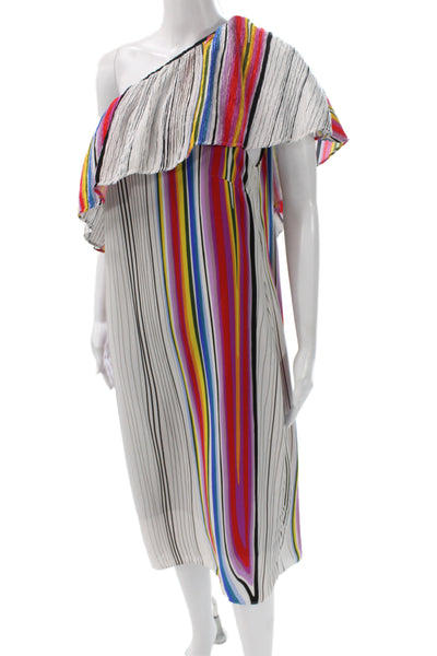 Rachel Rachel Roy Womens Shift Dress One-Shoulder Striped White Size 2X