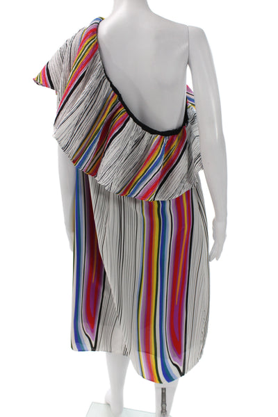 Rachel Rachel Roy Womens Shift Dress One-Shoulder Striped White Size 2X