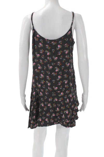 Thakoon Women Slip Dress Black V Neck Floral Viscose Sleeveless Mini Size 6