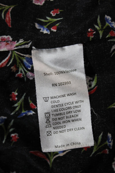 Thakoon Women Slip Dress Black V Neck Floral Viscose Sleeveless Mini Size 6