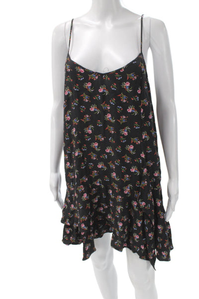 Thakoon Women Slip Dress Black Floral Viscose Sleeveless Above Knee Size 12
