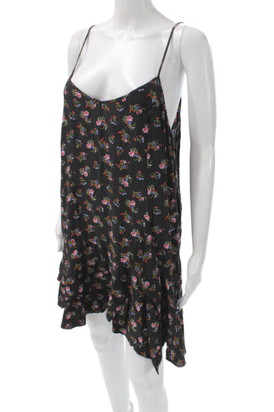 Thakoon Women Slip Dress Black Floral Viscose Sleeveless Above Knee Size 12