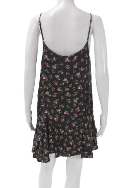 Thakoon Women Slip Dress Black Floral Viscose Sleeveless Above Knee Size 12