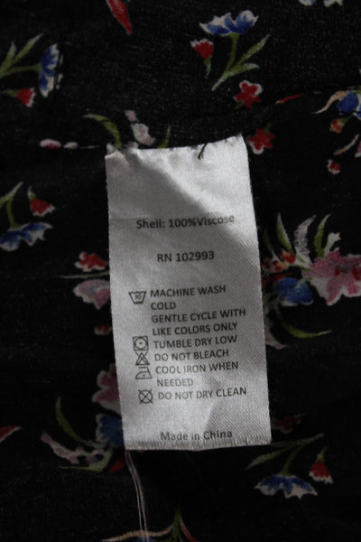 Thakoon Women Slip Dress Black Floral Viscose Sleeveless Above Knee Size 12