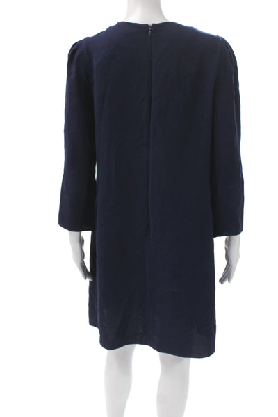 Shoshanna Women Shift Dress Blue 3/4 Sleeve Round Neck Mini Nautical Size 10