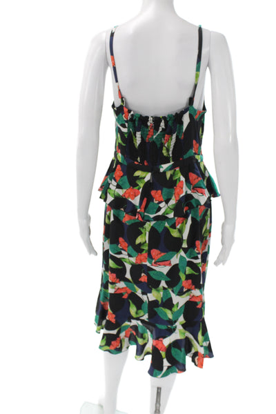 J Crew Women Fit & Flare Silk Floral V-Neck Sleeveless Knee Length Dress Size 8