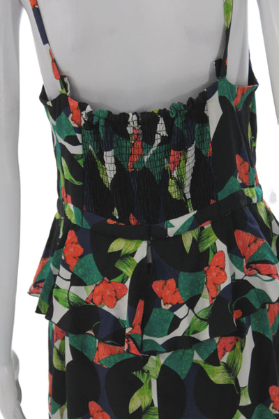 J Crew Women Fit & Flare Silk Floral V-Neck Sleeveless Knee Length Dress Size 8