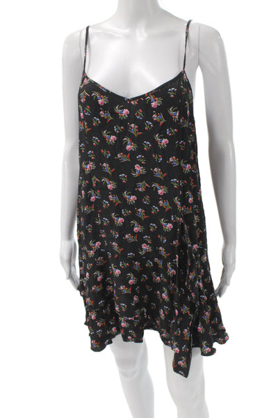 Thakoon Women Black Floral VNeck Slip Dress Viscose Sleeveless Above Knee Size 1