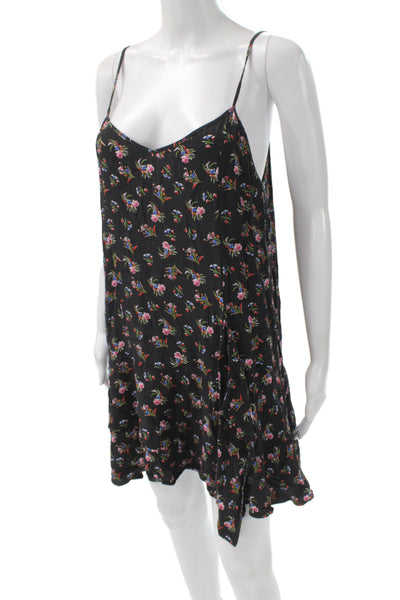 Thakoon Women Black Floral VNeck Slip Dress Viscose Sleeveless Above Knee Size 1