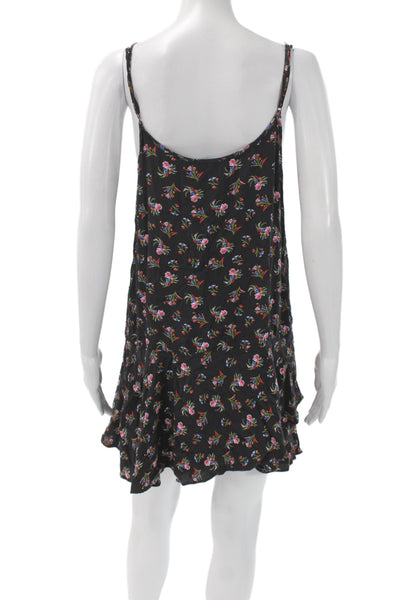 Thakoon Women Black Floral VNeck Slip Dress Viscose Sleeveless Above Knee Size 1