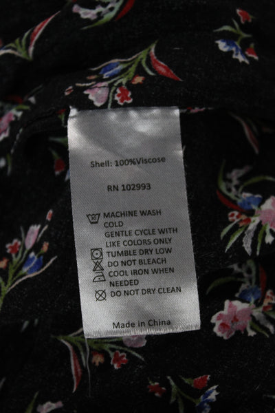 Thakoon Women Black Floral VNeck Slip Dress Viscose Sleeveless Above Knee Size 1