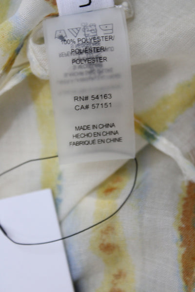 Calvin Klein Womens Tie Dye Print Frige Edge Scarf Yellow Combo Size 72"X36"