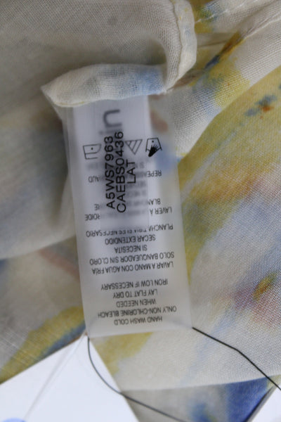 Calvin Klein Womens Tie Dye Print Frige Edge Scarf Yellow Combo Size 72"X36"
