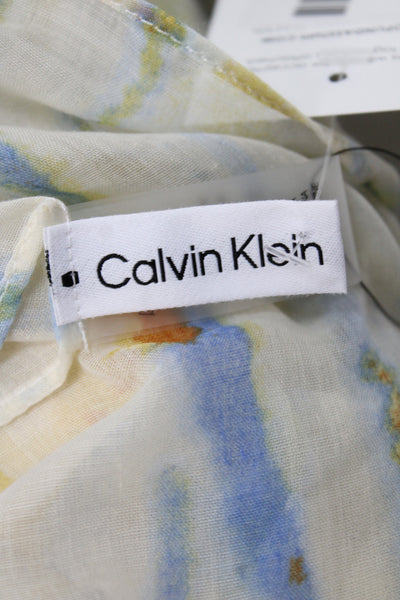 Calvin Klein Womens Tie Dye Print Frige Edge Scarf Yellow Combo Size 72"X36"