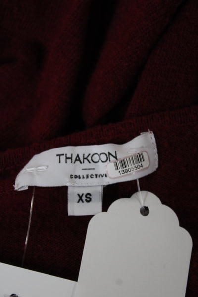 Thakoon Women Wrap Dress Red V Neck Long Sleeve Tie Waist Size XS
