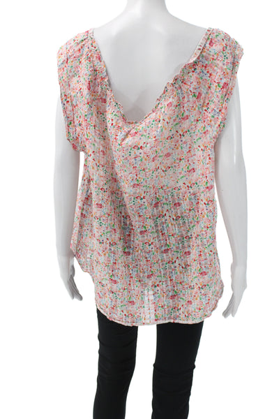 Shoshanna Women Multicolor Floral V-Neck Blouse Sleeveless Size L