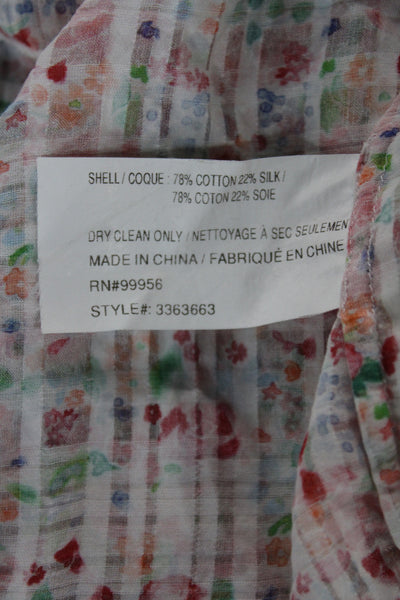 Shoshanna Women Multicolor Floral V-Neck Blouse Sleeveless Size L