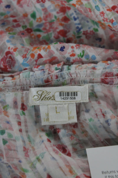 Shoshanna Women Multicolor Floral V-Neck Blouse Sleeveless Size L