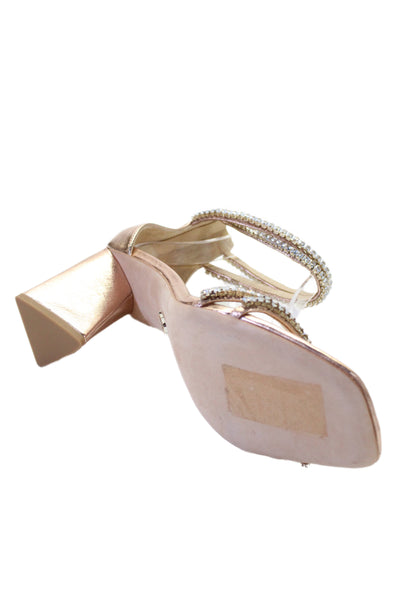 Badgley Mischka Womens Leather Embellished Lillie Heels Shoes Gold Size 8