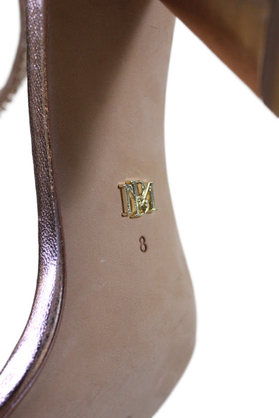 Badgley Mischka Womens Leather Embellished Lillie Heels Shoes Gold Size 8