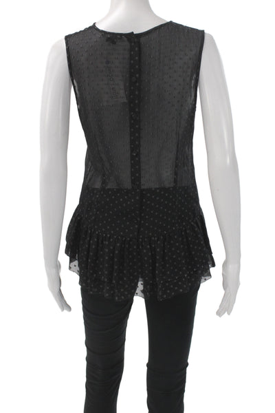Theory Womens Basic Polka Dot Sleeveless Round Neck Button Blouse Size S