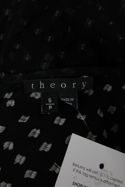 Theory Womens Basic Polka Dot Sleeveless Round Neck Button Blouse Size S