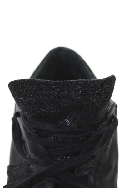 Golden Goose Women's Super Star Leather Lace Up Sneakers Black Size 7