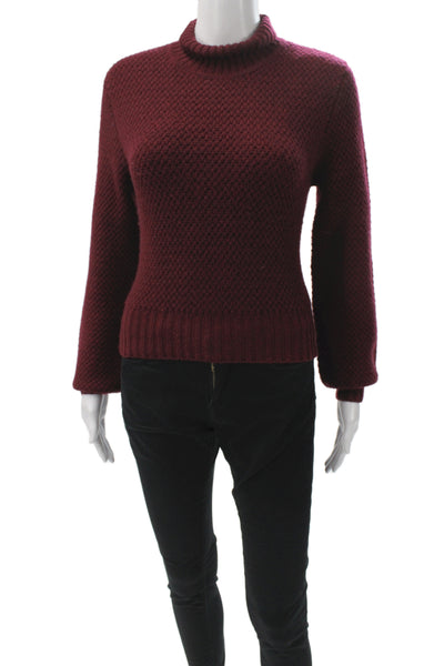 Toccin Womens Red Turtleneck Pullover Wool Long Sleeve Size XS