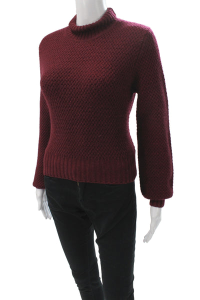 Toccin Womens Red Turtleneck Pullover Wool Long Sleeve Size XS