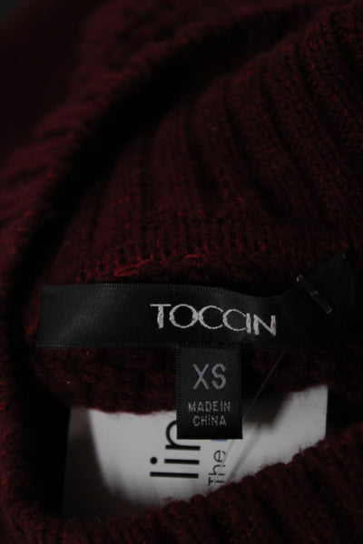 Toccin Womens Red Turtleneck Pullover Wool Long Sleeve Size XS