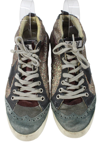 Golden Goose Women's Colorblock High Top Glitter Sneakers Size 7