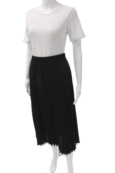 Catherine Catherine Malandrino Women Pleated Black Midi Skirt Polyester Size S