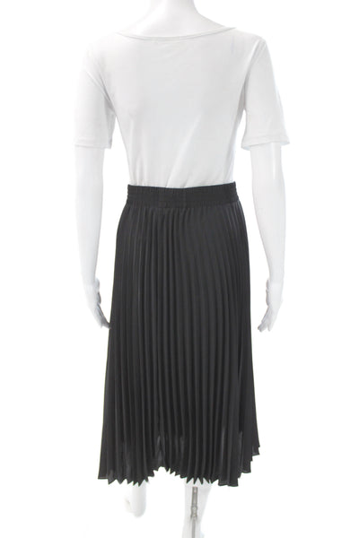 Catherine Catherine Malandrino Women Pleated Black Midi Skirt Polyester Size S