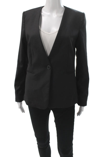 MNG Women Basic Jacket Black Polyester Button Long Sleeve Size 6