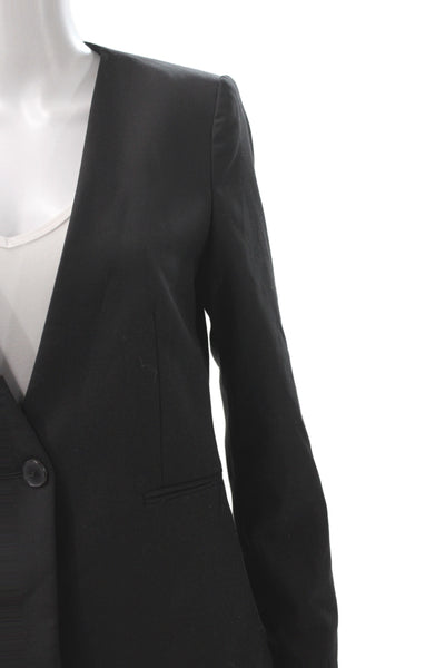 MNG Women Basic Jacket Black Polyester Button Long Sleeve Size 6