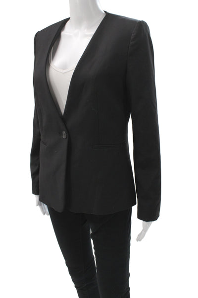 MNG Women Basic Jacket Black Polyester Button Long Sleeve Size 6