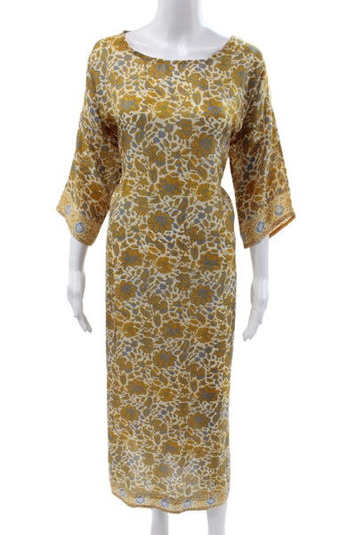 Lagrua Capri Women Kaftan Dress Multicolor Boat Neck 3/4 Sleeve Size S