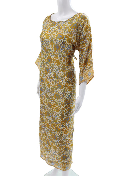 Lagrua Capri Women Kaftan Dress Multicolor Boat Neck 3/4 Sleeve Size S