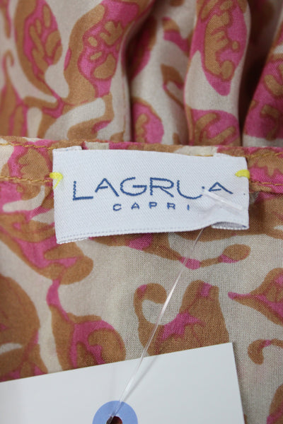 Lagrua Capri Womens Multicolor Silk Midi Kaftan 3/4 Sleeve Size S