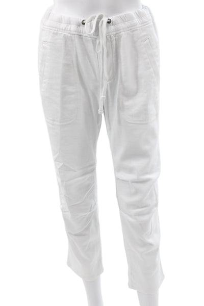 James Perse Women Cropped Pants White Drawstring Size 2