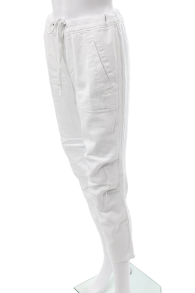 James Perse Women Cropped Pants White Drawstring Size 2