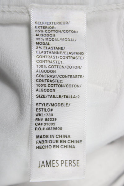 James Perse Women Cropped Pants White Drawstring Size 2