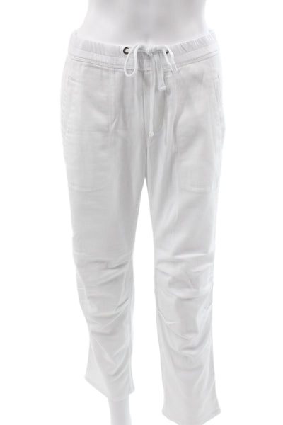 James Perse Womens White Jogger Pants Drawstring Cotton Modal Size 2