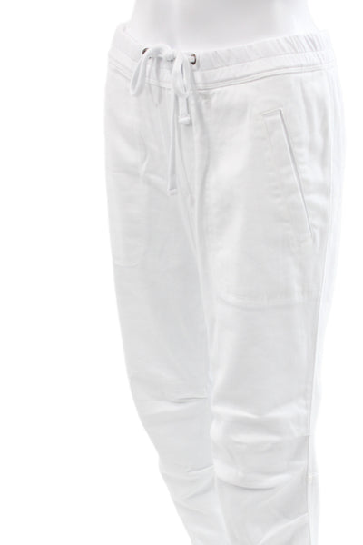 James Perse Womens White Jogger Pants Drawstring Cotton Modal Size 2