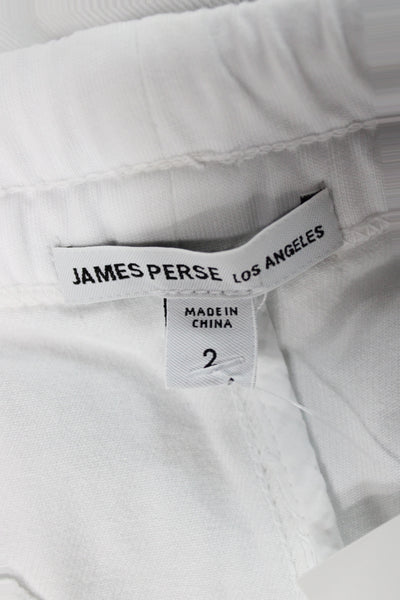 James Perse Womens White Jogger Pants Drawstring Cotton Modal Size 2