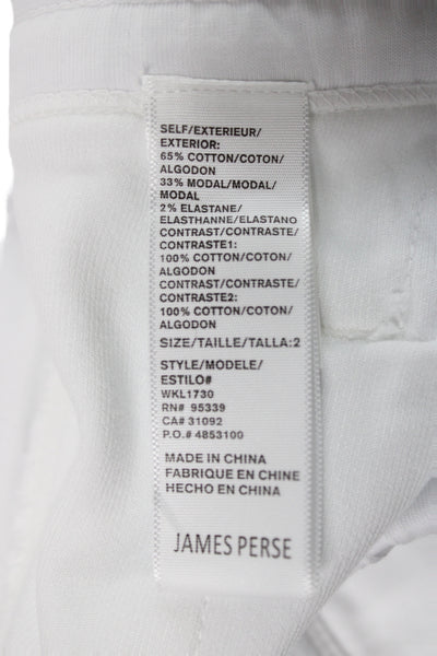 James Perse Womens White Jogger Pants Drawstring Cotton Modal Size 2