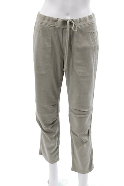 James Perse Womens Cargo Pants Green Drawstring Cotton Blend Size 2