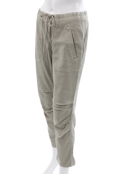 James Perse Womens Cargo Pants Green Drawstring Cotton Blend Size 2