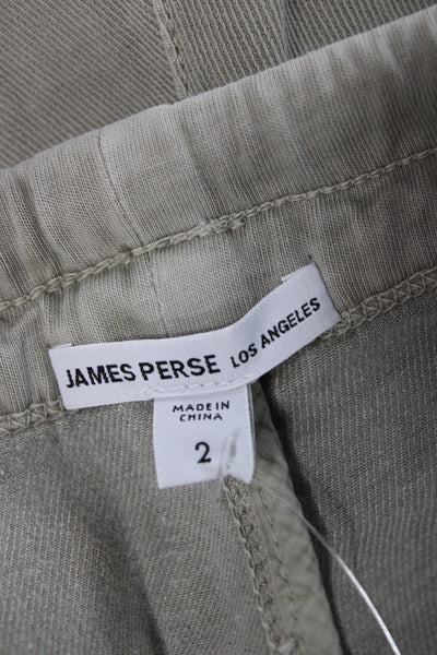 James Perse Womens Cargo Pants Green Drawstring Cotton Blend Size 2